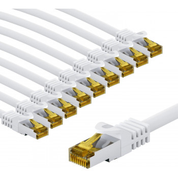 Goobay 69450 RJ45 komutacinis kabelis CAT 6A S/FTP (PiMF) su CAT 7 kabeliu, 3 m, baltas (10 vnt.)