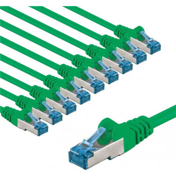 Goobay CAT 6A jungiamasis kabelis, S/FTP (PiMF), 1 m, žalias, vario laidininkas (CU), 10 vnt.