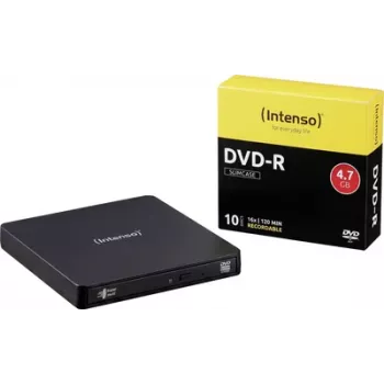 Intenso išorinio DVD įrašymo įrenginio rinkinys, Micro-USB B (USB 3.2 Gen 1), mažmeninė versija, juodas