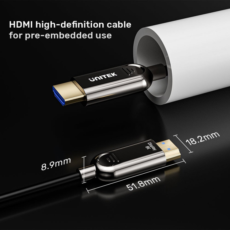 Unitek C11085GY01-50M optinis HDMI kabelis, 50 m, 8K @ 60 Hz