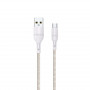 WINX LINK Simple USB–Micro USB kabelis, nailonu apipintas, 1 m, baltas