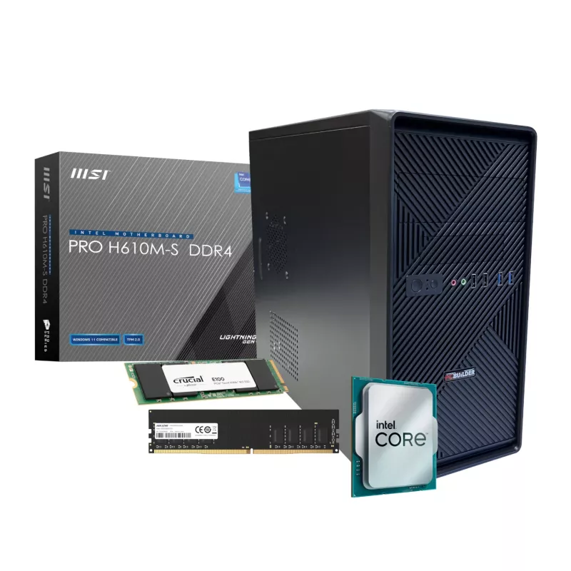 PCBUiLDER HOME MASTER stacionarus kompiuteris, Intel Core i3-14100, 8 GB DDR4, 480 GB M.2 NVMe SSD, Windows 11 Home