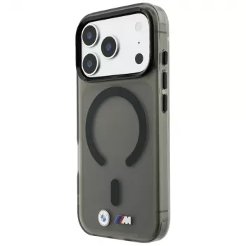 BMW M IML Frosted Metal Logo & Trims MagSafe dėklas iPhone 18 Pro Max / 17 Pro Max telefonams, juodas