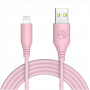 Tellur silikoninis USB–Lightning kabelis, 3 A, 1 m, rožinis