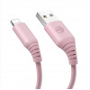 Tellur silikoninis USB–Lightning kabelis, 3 A, 1 m, rožinis