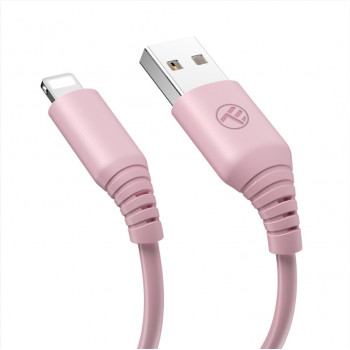 Tellur silikoninis USB–Lightning kabelis, 3 A, 1 m, rožinis
