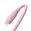 Tellur silikoninis USB–Lightning kabelis, 3 A, 1 m, rožinis