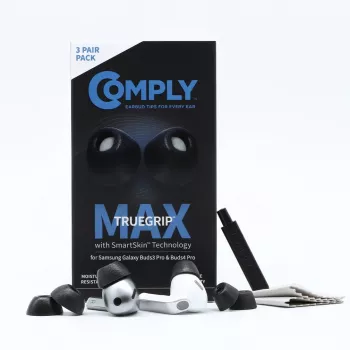 Comply MAX kamštukai Galaxy Buds3 Pro ausinėms, juodi, maži (S)