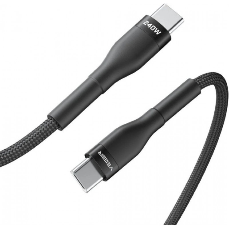 Veger CC03 USB-C–USB-C kabelis, PD 48 V 5 A 240 W, 1,5 m, juodas