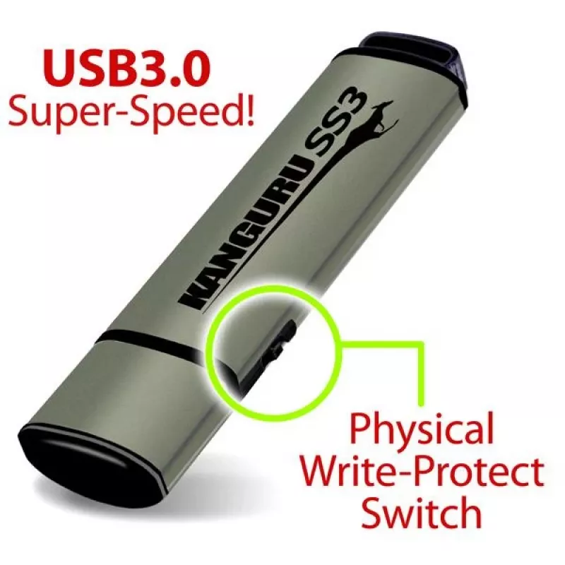 Kanguru SS3 KF3WP-128G USB 3.0 atmintukas, 128 GB, su fizine apsauga nuo įrašymo