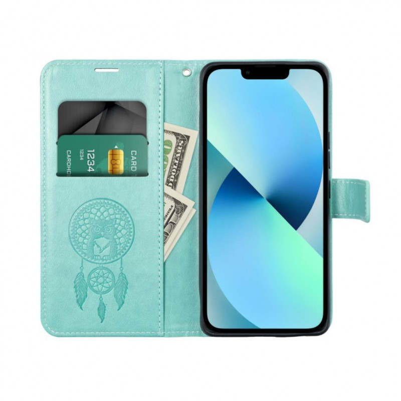 OEM atverčiamas dėklas Mezzo Book Samsung S20 FE / S20 FE 5G, sapnų gaudyklės raštas, žalias