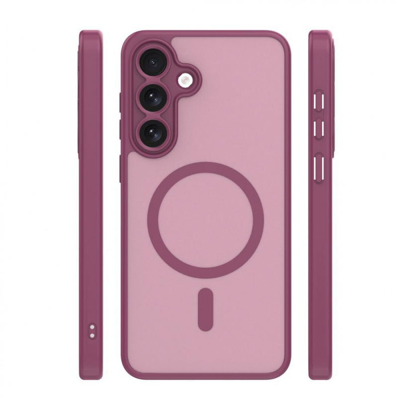 iLike Mag Matt dėklas telefonams Samsung Galaxy A16 4G / A16 5G / A17 4G / A17 5G su didele kameros išpjova, bordo