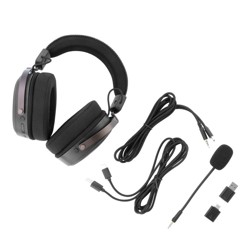 Redragon FURY WRS H831 belaidės apgaubiančios žaidimų ausinės su mikrofonu, juodos