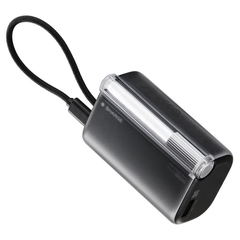 SHARGE Flow 3 išorinė baterija, 10 000 mAh, 45 W PD, USB-C kabelis, juoda