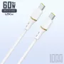 Dudao 1 m 60 W skystojo silikono duomenų kabelis USB-C į USB-C, baltas