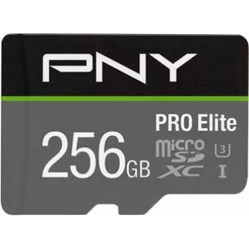 PNY PRO Elite P-SDU256V31100PRO-GE microSDXC atminties kortelė, 256 GB, UHS-I U3, A1, V30, su SD adapteriu
