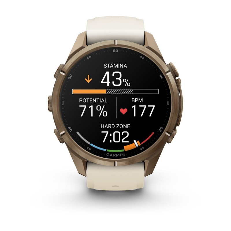 Garmin Fenix 9 Pro 010-04335-26 išmanusis laikrodis, 43 mm, rudens aukso spalvos titanas, kreminė / pilka (French Grey) silikoninė apyrankė