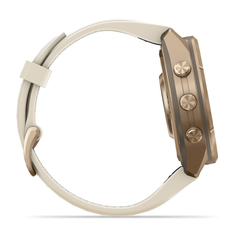 Garmin Fenix 9 Pro 010-04335-26 išmanusis laikrodis, 43 mm, rudens aukso spalvos titanas, kreminė / pilka (French Grey) silikoninė apyrankė
