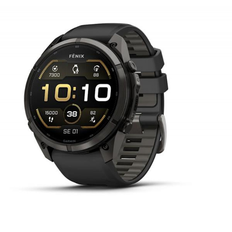 Garmin Fenix 9 Pro 010-04337-16 išmanusis laikrodis, 51 mm, Carbon Gray DLC titanas, juoda / pilka silikoninė apyrankė