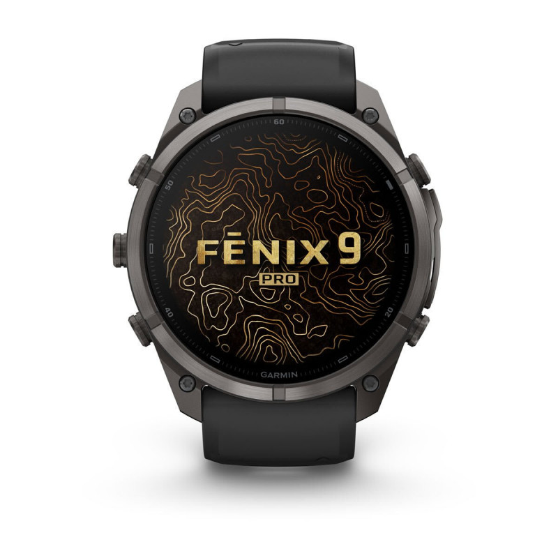 Garmin Fenix 9 Pro 010-04337-16 išmanusis laikrodis, 51 mm, Carbon Gray DLC titanas, juoda / pilka silikoninė apyrankė