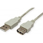 Secomp STANDARD USB 2.0 prailginimo kabelis, A–A tipo, kištukas/lizdas, smėlio spalvos, 3 m