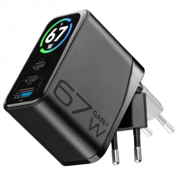 Cellularline TFT Multiport Charger 67 W greitasis įkroviklis, GaN, 2 x USB-C, 1 x USB-A