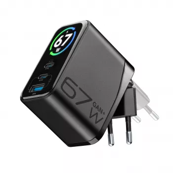 Cellularline TFT Multiport Charger 67 W greitasis įkroviklis, GaN, 2 x USB-C, 1 x USB-A