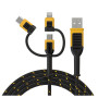 Dewalt DXMA131-1356-DWG USB kabelis USB-A į USB-C + microUSB + Lightning, 1,8 m, juodas