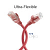 ACT FC1552 U/UTP CAT6A itin lankstus komutacinis kabelis, 0,25 m, TPE, RJ45 be užsikabinimo, raudonas