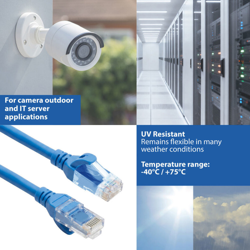 ACT FC1603 U/UTP CAT6A itin lankstus komutacinis kabelis, 3 m, TPE, RJ45 be užsikabinimo, mėlynas