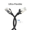 ACT FC2952 itin lankstus S/FTP CAT6A komutacinis laidas, 0,25 m, TPE, su nesikabinančiais RJ45 antgaliais, juodas