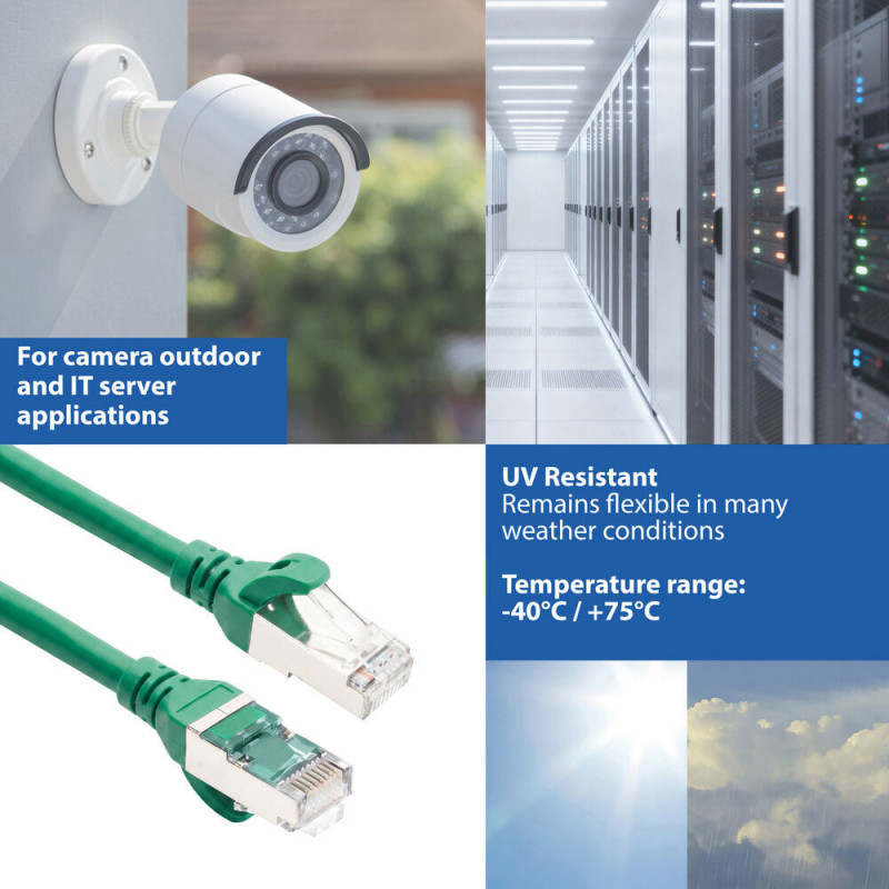 ACT FC2705 itin lankstus komutacinis kabelis, S/FTP CAT6A, TPE, RJ45, 5 m, žalias
