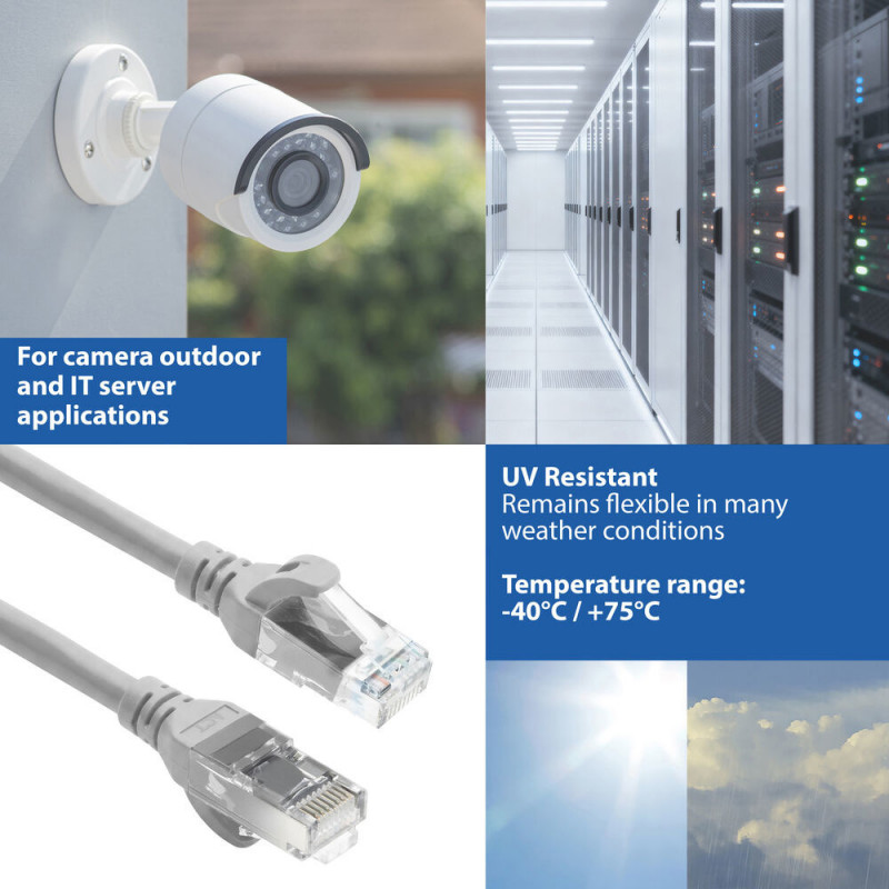 ACT FC1005 itin lankstus komutacinis kabelis, U/UTP CAT6A, TPE, RJ45, 5 m, pilkas