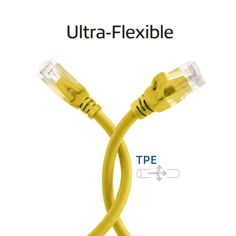 ACT FC1807 U/UTP CAT6A TPE itin lankstus komutacinis kabelis su RJ45 kištukais, 7 m, geltonas