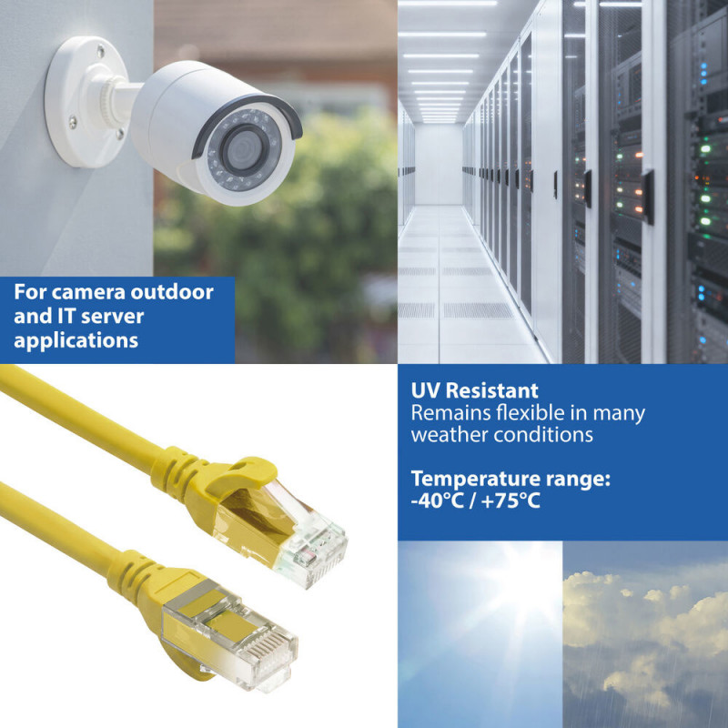 ACT FC1807 U/UTP CAT6A TPE itin lankstus komutacinis kabelis su RJ45 kištukais, 7 m, geltonas