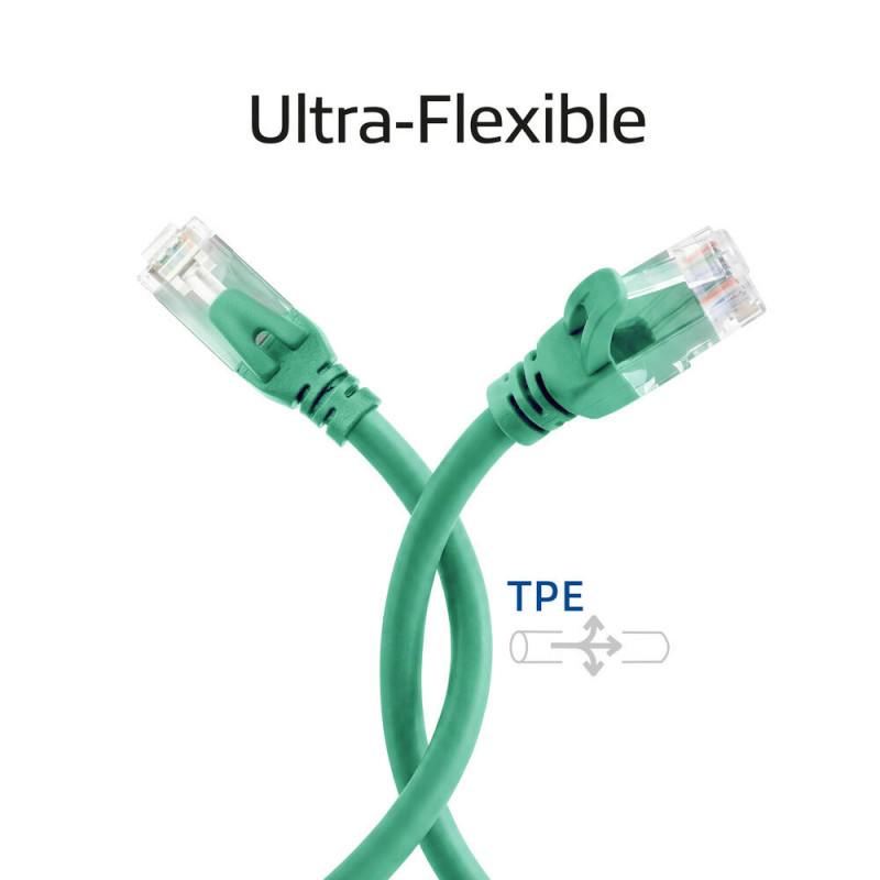 ACT FC1707 U/UTP CAT6A komutacinis kabelis, TPE, itin lankstus, RJ45, 7 m, žalias