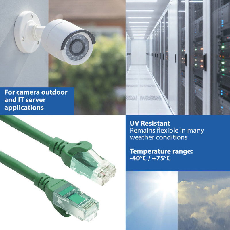 ACT FC1707 U/UTP CAT6A komutacinis kabelis, TPE, itin lankstus, RJ45, 7 m, žalias