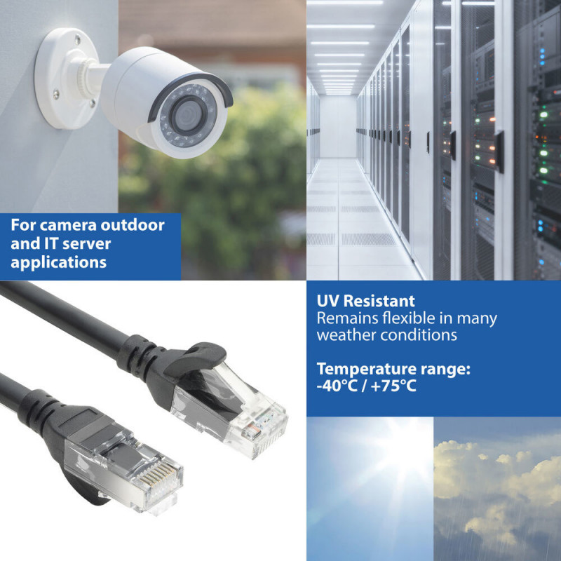 ACT FC1902 CAT6A U/UTP itin lankstus jungiamasis tinklo kabelis, 2 m, TPE, RJ45 su apsauga nuo užkabinimo, juodas
