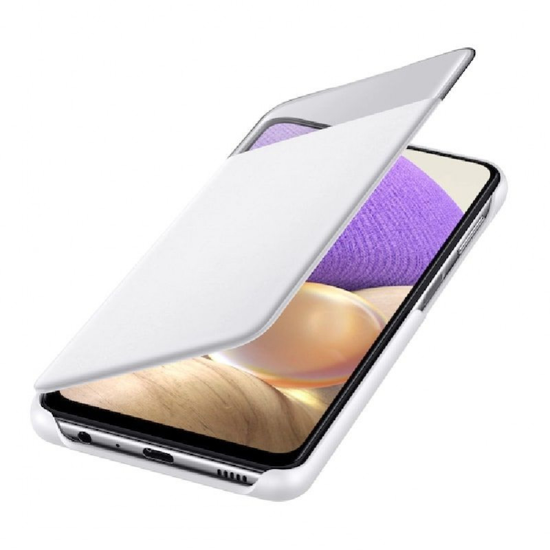 Samsung Smart S View Wallet Cover dėklas telefonui Galaxy A32 5G, baltas
