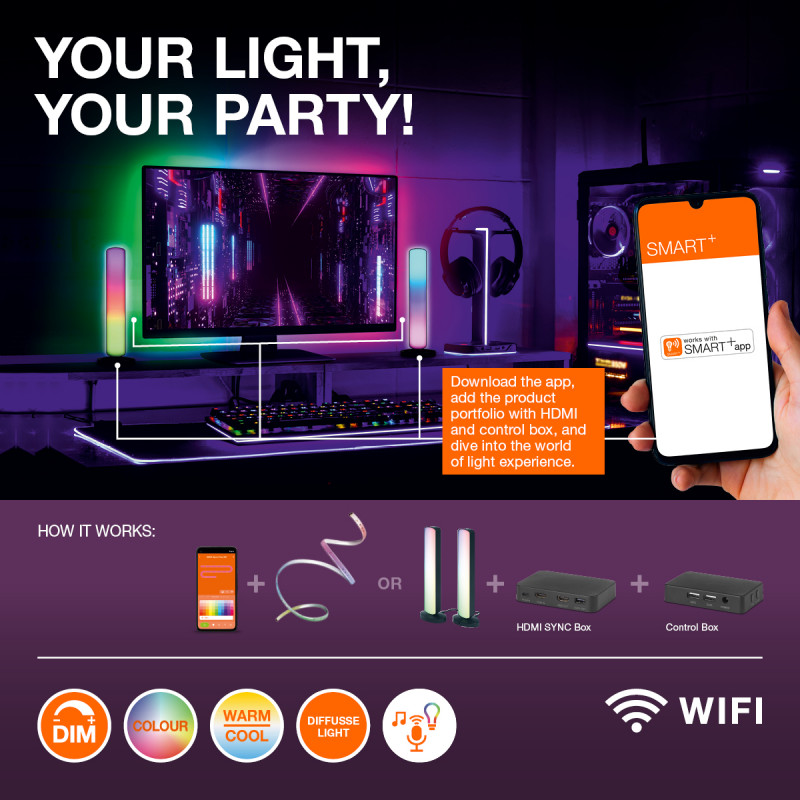 Osram SMART+ WiFi Planon Magic Panel šviestuvas 1200x300 mm, RGB+TW, reguliuojamas, baltas, 36 W