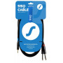 SSQ MIJM3 SS-1815 audio kabelis, 3,5 mm stereo Jack – 2x 6,3 mm mono Jack, 3 m, juodas