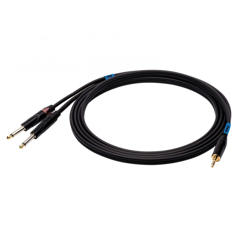 SSQ MIJM3 SS-1815 audio kabelis, 3,5 mm stereo Jack – 2x 6,3 mm mono Jack, 3 m, juodas