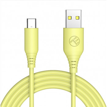Tellur TLL155400 silikoninis USB–Type-C laidas, 3A, 1 m, geltonas