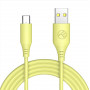 Tellur TLL155400 silikoninis USB–Type-C laidas, 3A, 1 m, geltonas