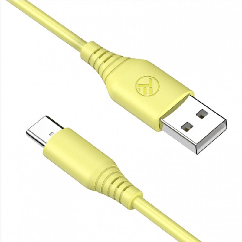 Tellur TLL155400 silikoninis USB–Type-C laidas, 3A, 1 m, geltonas
