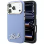 Karl Lagerfeld KF003170 Grained with Resin Signature Logo MagSafe dėklas iPhone 18 Pro Max / 17 Pro Max telefonui, šviesiai mėlynas
