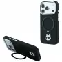 Karl Lagerfeld KF003216 Ring Stand 360 Choupette Head Pin MagSafe dėklas iPhone 18 Pro Max / 17 Pro Max telefonui, juodas