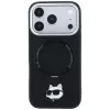 Karl Lagerfeld KF003216 Ring Stand 360 Choupette Head Pin MagSafe dėklas iPhone 18 Pro Max / 17 Pro Max telefonui, juodas