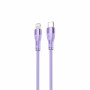 Tellur silikoninis Type-C – Lightning kabelis, PD 30 W, 1 m, violetinis