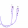 Tellur silikoninis Type-C – Lightning kabelis, PD 30 W, 1 m, violetinis